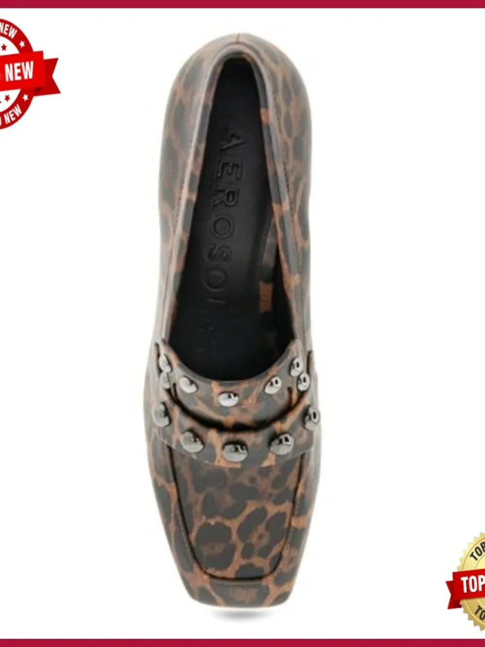 Women's Heeled Loafer Slip-On with Block Heel Studded Accents Ortholite Insole